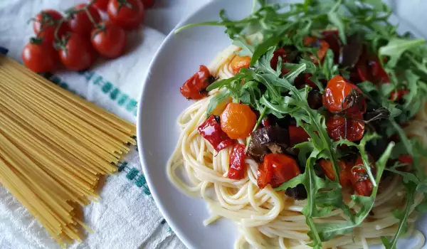 Спагети със зеленчуци за вечеря