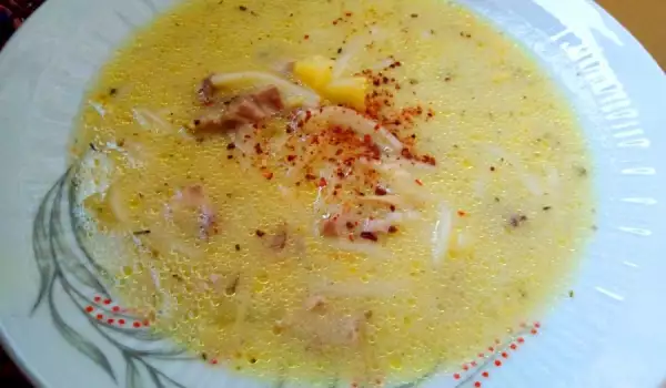 Супа с картофи и печена скумрия