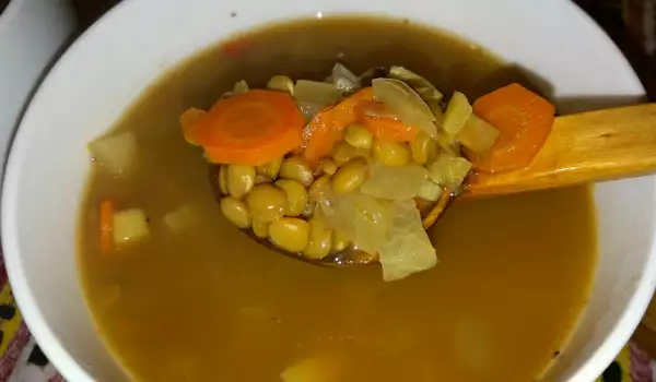 Супа от кафява леща и бяла ряпа на оризоварка