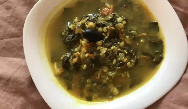 Диетична супа с лопуш кафяв ориз и къри