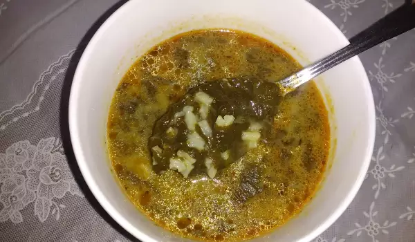 Супа от лапад и ориз с варена застройка