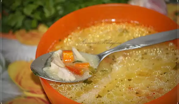 Пилешка супа със зеленчуци и сметана