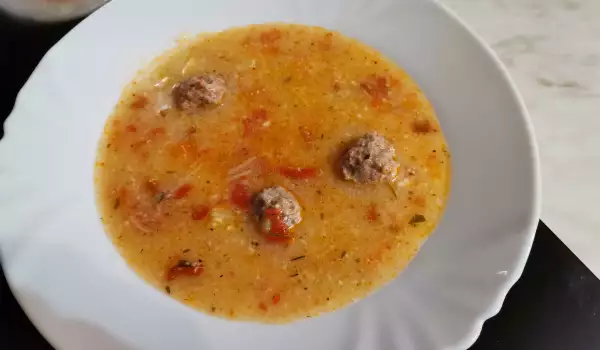 Супа топчета с картофи и варена застройка