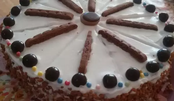 Торта с два вида крем и течен шоколад