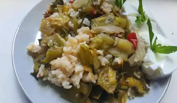 Зелен фасул с ориз на фурна