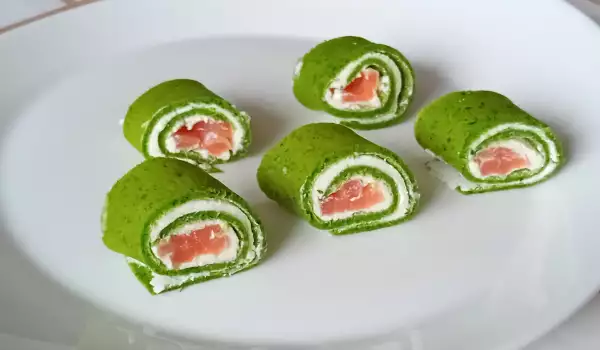 Зелени палачинки със сьомга