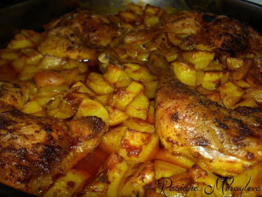 Пиле с картофи по оригинална испанска рецепта с малко коняк