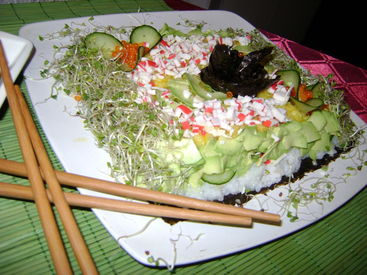 Едно необикновено предложение суши торта за ценители и любителите