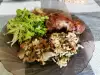 Агнешки дреболийки с ориз и гъби на фурна