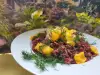 Пилешки хапки с червен ориз и сирена