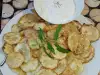 Тиквички с царевично брашно и шафранов сос